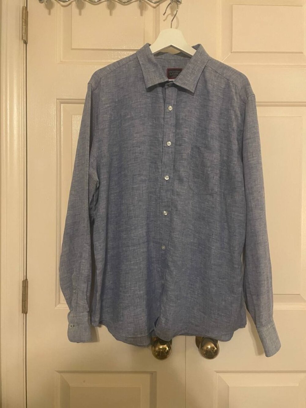 UNTUCKit 100% linen Men's XXL Slim Fit Santo Blue Shirt - Perfect for coastal